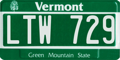 VT license plate LTW729