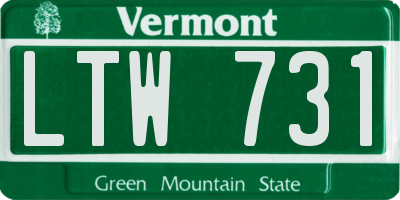 VT license plate LTW731