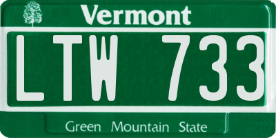 VT license plate LTW733