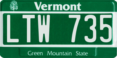 VT license plate LTW735