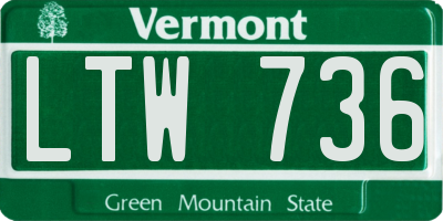 VT license plate LTW736