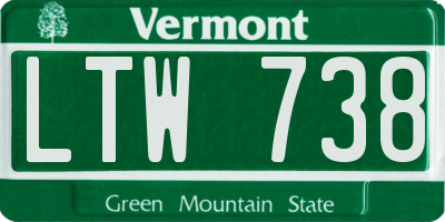 VT license plate LTW738
