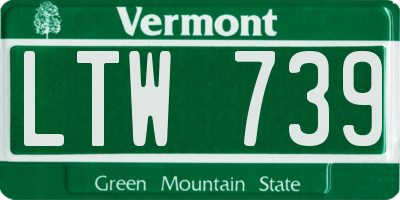 VT license plate LTW739