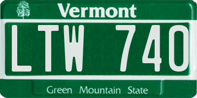 VT license plate LTW740