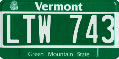 VT license plate LTW743