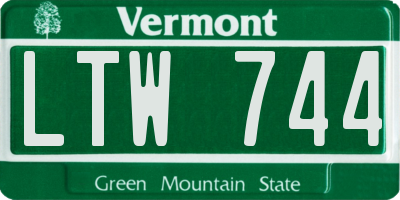 VT license plate LTW744