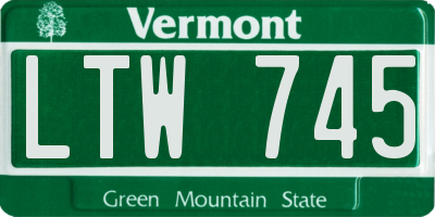 VT license plate LTW745