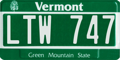 VT license plate LTW747