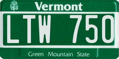 VT license plate LTW750