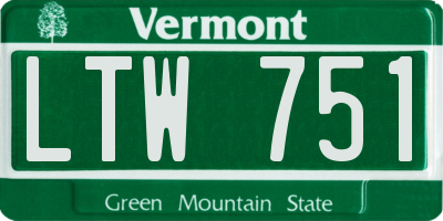 VT license plate LTW751