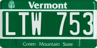 VT license plate LTW753