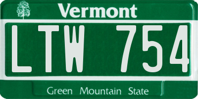 VT license plate LTW754