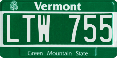 VT license plate LTW755