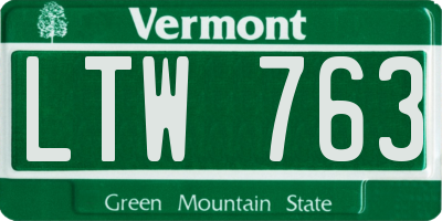 VT license plate LTW763