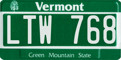 VT license plate LTW768