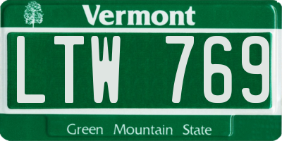 VT license plate LTW769