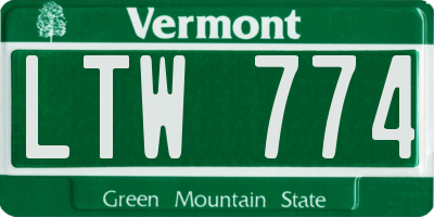VT license plate LTW774