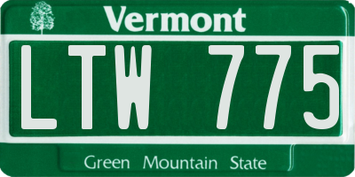 VT license plate LTW775