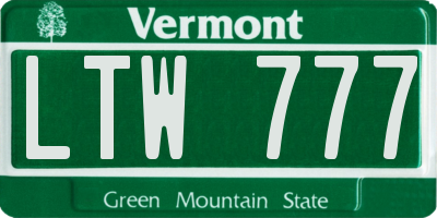 VT license plate LTW777