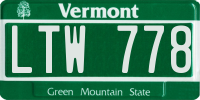 VT license plate LTW778