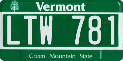 VT license plate LTW781