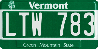 VT license plate LTW783