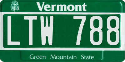 VT license plate LTW788