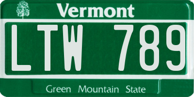 VT license plate LTW789