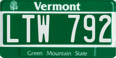 VT license plate LTW792
