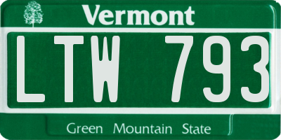 VT license plate LTW793