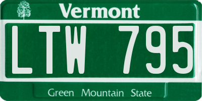 VT license plate LTW795