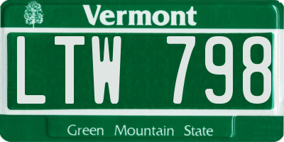 VT license plate LTW798