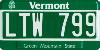 VT license plate LTW799