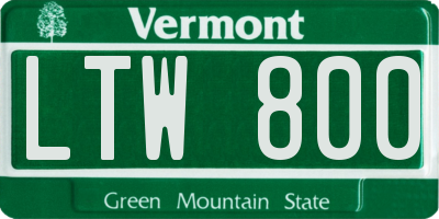 VT license plate LTW800