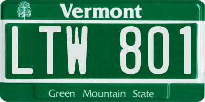 VT license plate LTW801