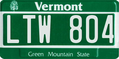 VT license plate LTW804