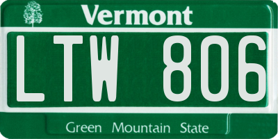 VT license plate LTW806
