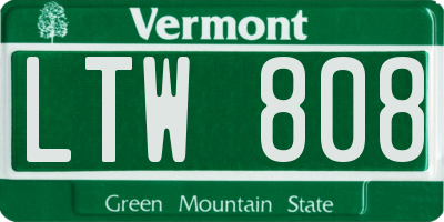 VT license plate LTW808