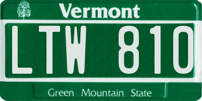 VT license plate LTW810