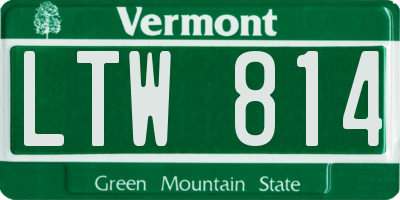 VT license plate LTW814