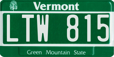 VT license plate LTW815