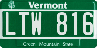 VT license plate LTW816