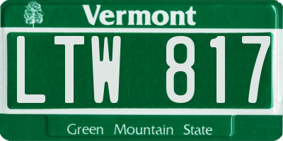 VT license plate LTW817