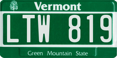 VT license plate LTW819