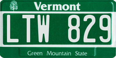 VT license plate LTW829
