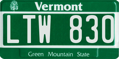 VT license plate LTW830