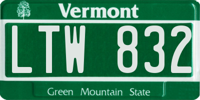VT license plate LTW832