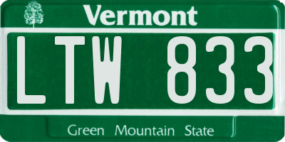 VT license plate LTW833