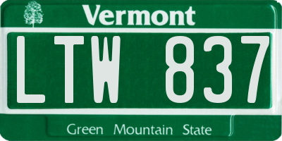 VT license plate LTW837
