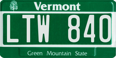 VT license plate LTW840